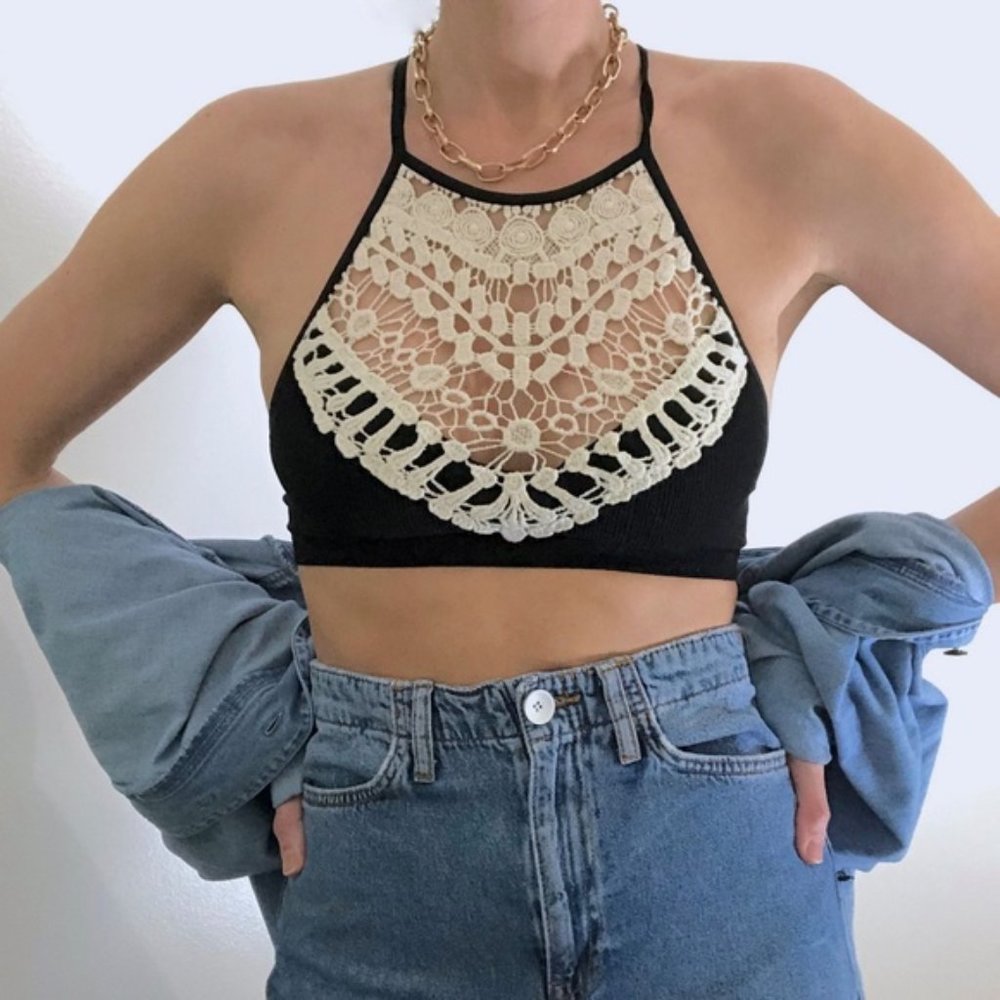 Llellie Crochet Brami Bralette in Black